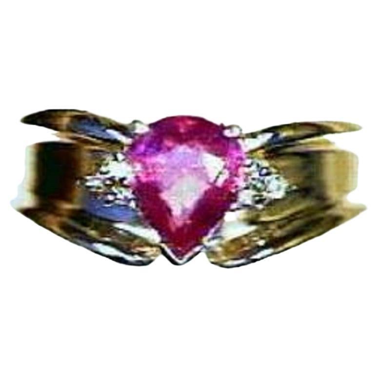 Grand Sample Sale Ring Featuring Bubble Gum Pink Sapphire Set in 14k Vanilla For Sale