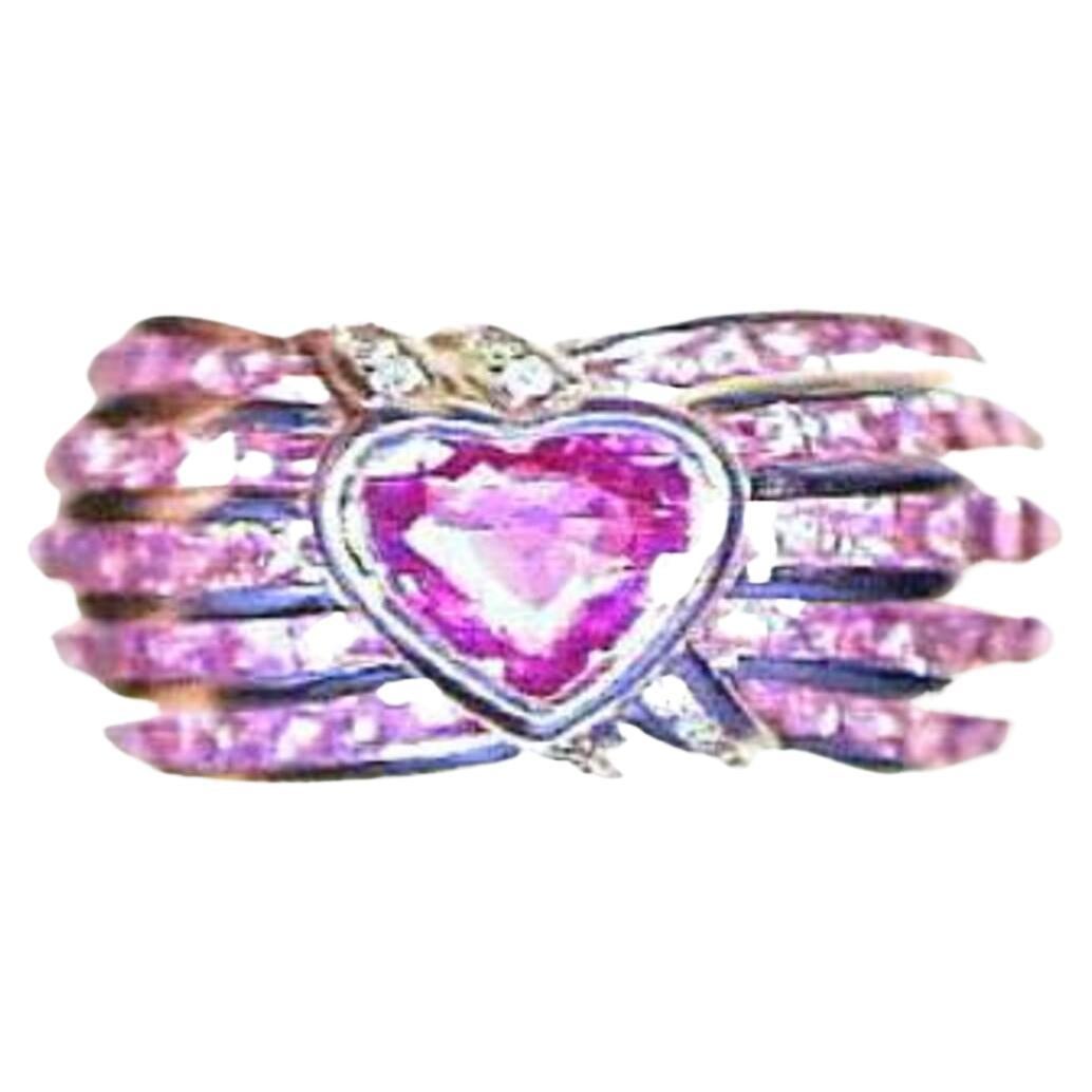 Grand Sample Sale Ring Featuring Bubble Gum Pink Sapphire, Set in 18K Vanilla For Sale