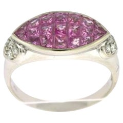 Großer Sale-Ring mit Blasen-Rosa-Saphir- Vanilla-Diamantenbesatz