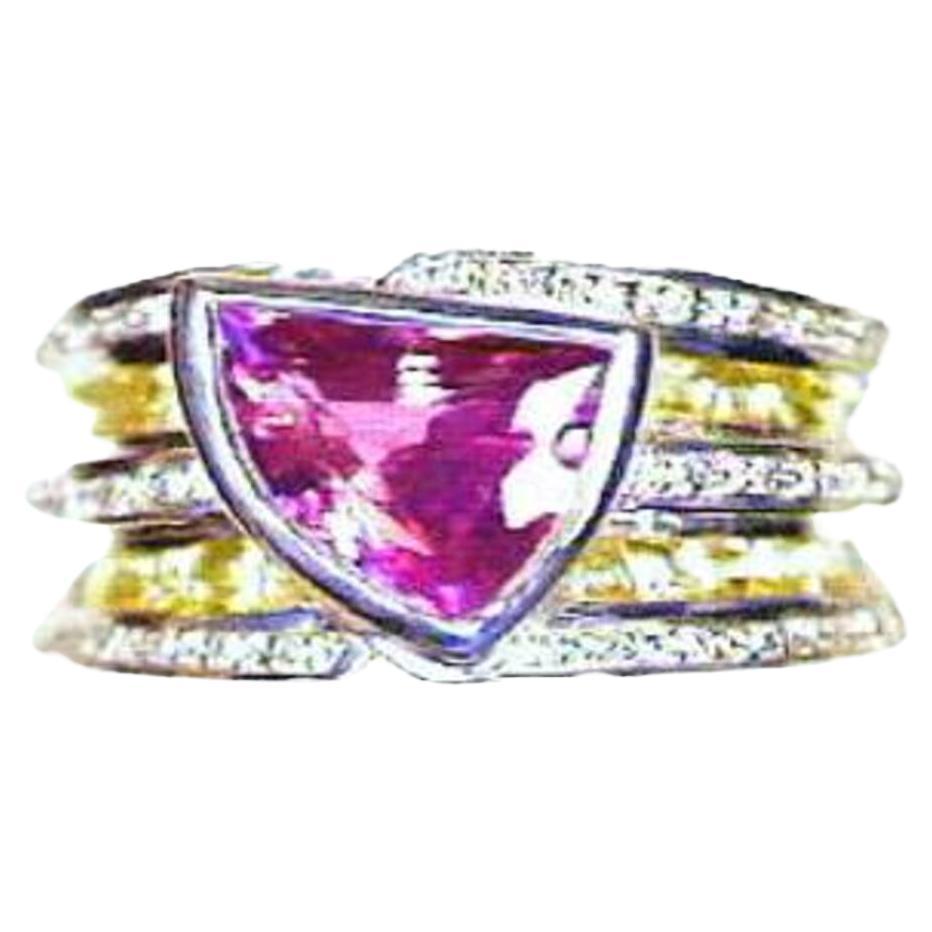 Grand Sample Sale Ring featuring Bubble Gum Pink Sapphire, Yellow Sapphire set For Sale