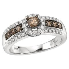 Bague de vente en grand échantillon avec diamants chocolat 