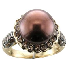 Grand Sample Sale Ring Featuring Chocolate Pearls Chocolate Diamonds, Vanilla