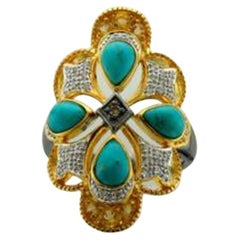 Grand Sample Sale Ring featuring Cinnamon Citrine, Robins Egg Blue Turquoise