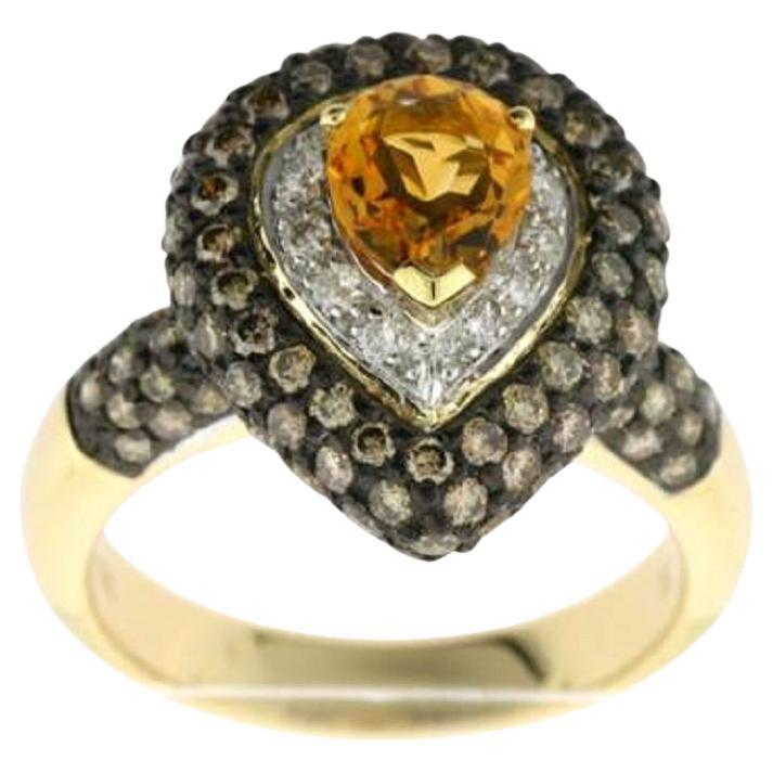 Grand Sample Sale Ring Featuring Cinnamon Citrine Vanilla Diamonds, Chocolate