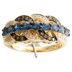 Groer Sale-Ring mit Kornblumen-Saphir- Schokoladen-Diamanten