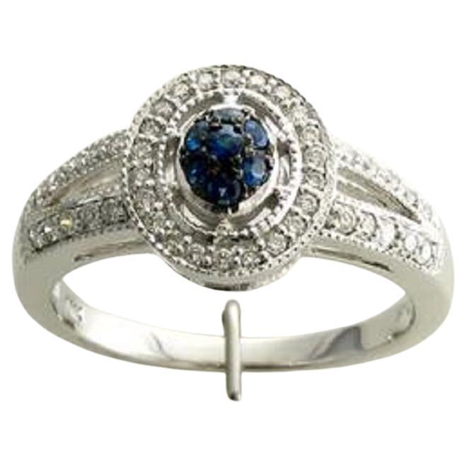 Grand Sample Sale Ring Featuring Cornflower Sapphire Vanilla Diamonds Set