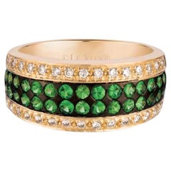 Grand Sample Sale Ring Featuring Forest Green Tsavorite Vanilla Diamonds Set