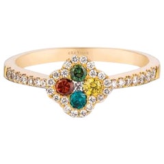 Großer Musterverkaufsring mit goldenen Beeren-Diamanten und blauen Beeren-Diamanten