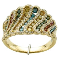 Grand Sample Sale Ring Featuring Goldenberry Diamonds, Blueberry Diamonds