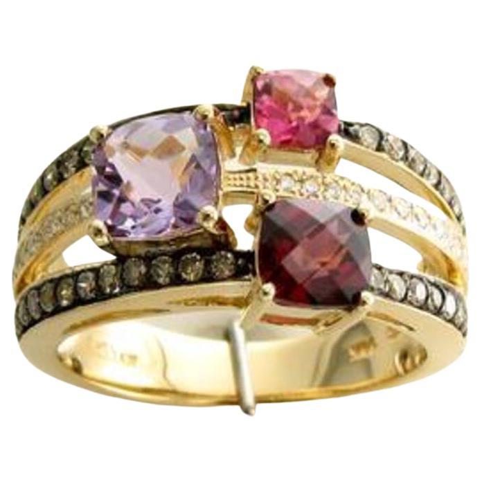 Großer Sale-Ring mit Trauben-Amethyst, Himbeer- Rhodolith