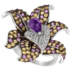 Grand Sample Sale Ring Featuring Grape Amethyst, Yellow Sapphire