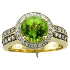 Grand Sample Sale Ring Featuring Green Apple Peridot Chocolate Diamonds