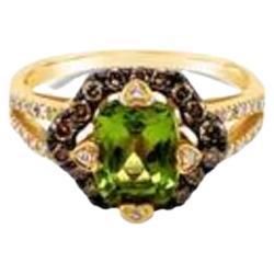 Grand Sample Sale Ring featuring Green Apple Peridot Chocolate Diamonds For Sale