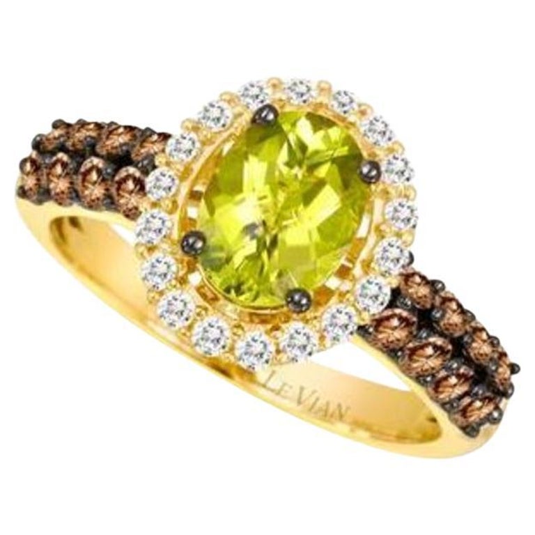 Grand Sample Sale Ring Featuring Green Apple Peridot Chocolate Diamonds ...