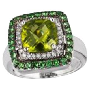 Grand Sample Sale Ring featuring Green Apple Peridot, Forest Green Tsavorite