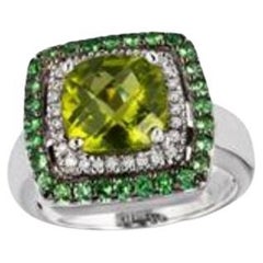 Grand Sample Sale Ring featuring Green Apple Peridot, Forest Green Tsavorite