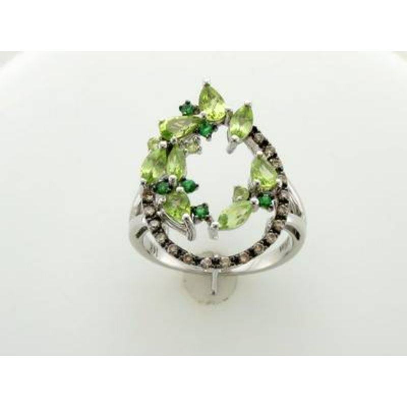 Gran Anillo de Muestra con Peridoto Manzana Verde, Tsavorita Verde Bosque