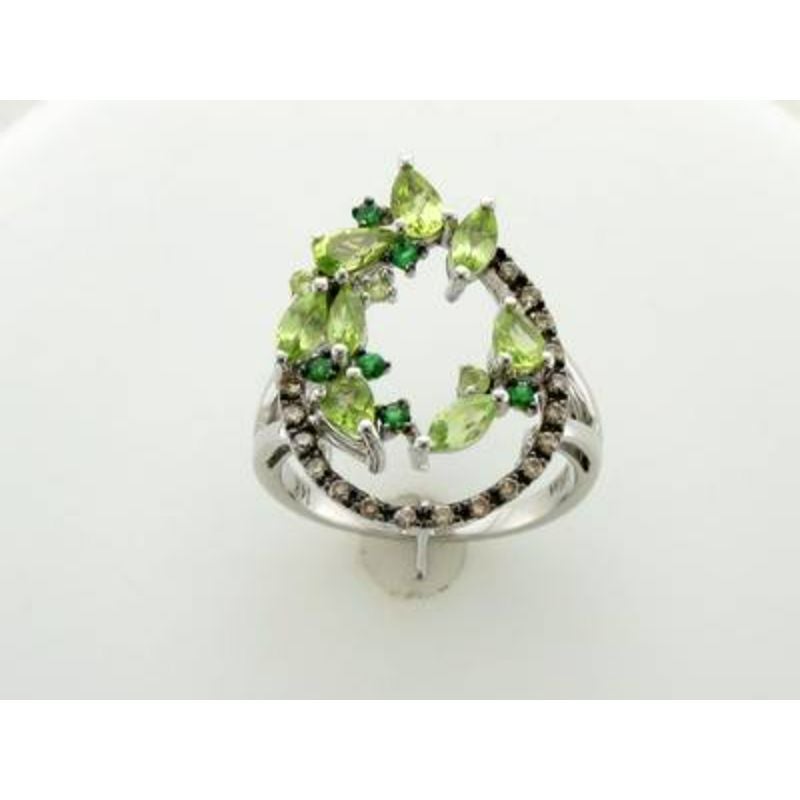 Grand Sample Sale Ring featuring Green Apple Peridot, Forest Green Tsavorite