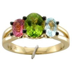 Grand Sample Sale Ring Featuring Green Apple Peridot, Neon Green Tourmaline