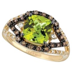 Grand Sample Sale Ring Featuring Green Apple Peridot Vanilla Diamonds