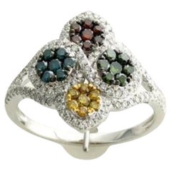 Grand Sample Sale Ring Featuring Kiwiberry Green Diamonds, Blueberry Diamonds