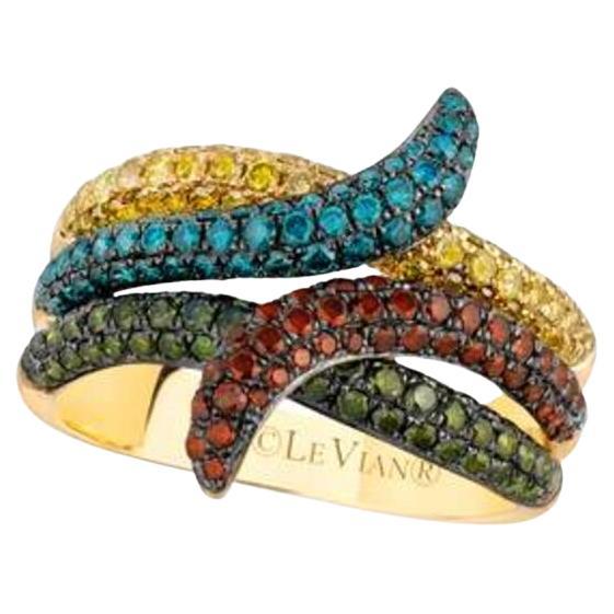 Großer Muster Sale-Ring mit grünen Kiwiberry-Diamanten, Goldenberry-Diamant im Angebot