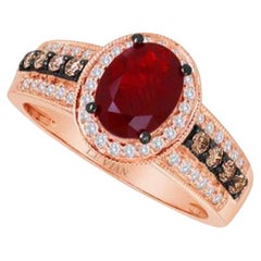 Großer Sale-Ring mit neonfarbenem Tangerine-Feuer-Opal und schokoladenbraunen Diamanten