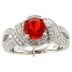 Bague de vente grand échantillon avec opale de feu de Tangerine et diamants Vanilla