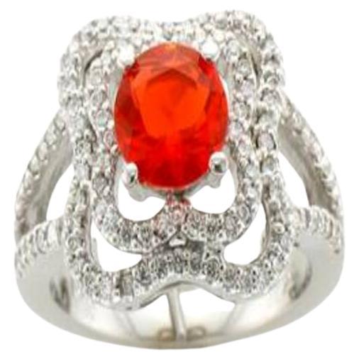 Grand Sample Sale Ring featuring Neon Tangerine Fire Opal Vanilla Diamonds set For Sale