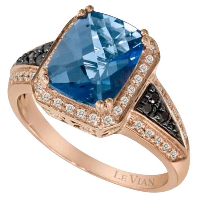 Grand Sample Sale Ring Featuring Ocean Blue Topaz Blackberry Diamonds For Sale
