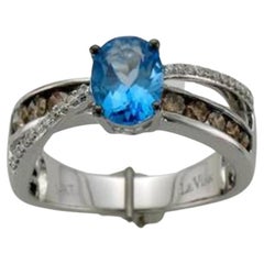 Grand Sample Sale Ring featuring Ocean Blue Topaz Chocolate Diamonds