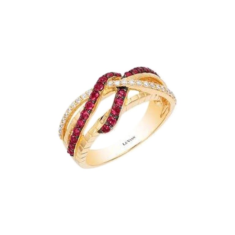 Bague de vente Grand échantillon avec rubis Vanilla et diamants Passion en or 14 carats en vente