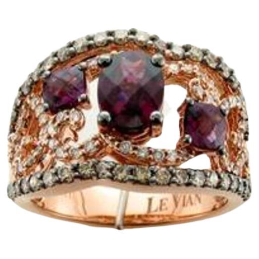 Grand Sample Sale Ring Featuring Raspberry Rhodolite Chocolate Diamond