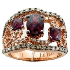 Grand Sample Sale Ring Featuring Raspberry Rhodolite Chocolate Diamond