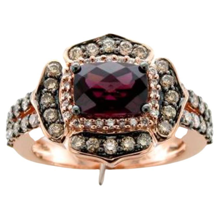 Grand Sample Sale Ring Featuring Raspberry Rhodolite Chocolate Diamonds For Sale