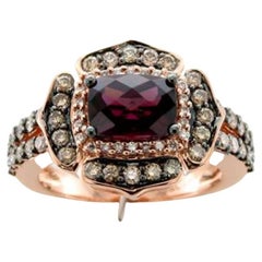 Grand Sample Sale Ring Featuring Raspberry Rhodolite Chocolate Diamonds