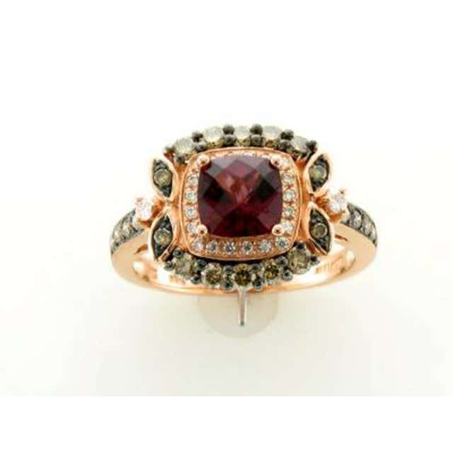 Grand Sample Sale Ring Featuring Raspberry Rhodolite Chocolate Diamonds ...