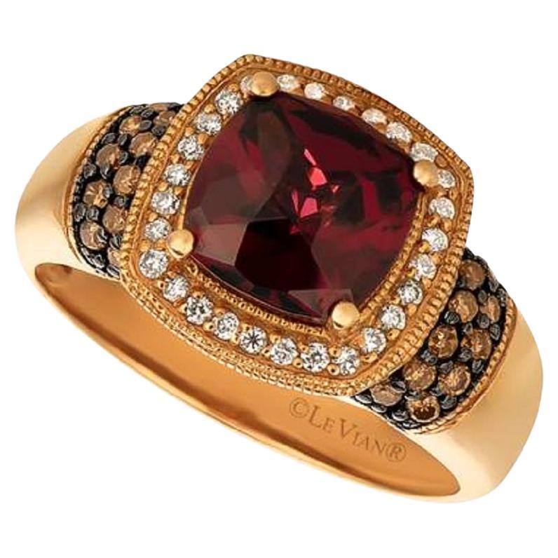 Großer Grand Sample Sale-Ring mit Himbeer Rhodolith Schokoladendiamanten