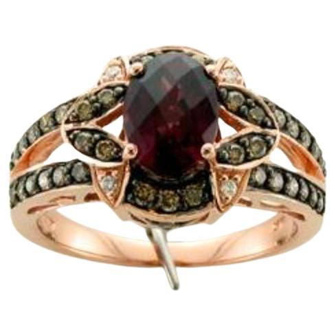 Grand Sample Sale Ring featuring Raspberry Rhodolite Chocolate Diamonds For Sale