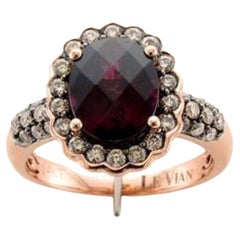 Grand Sample Sale Ring Featuring Raspberry Rhodolite Chocolate Diamonds Set