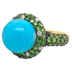 Grand Sample Sale Ring featuring Robins Egg Blue Turquoise, Forest Green Tsavor