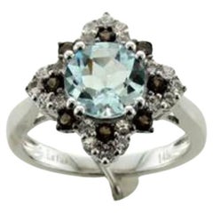 Anello Grand Sample Sale con acquamarina blu mare e quarzo cioccolato