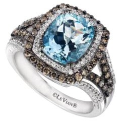 Grand Sample Sale Ring featuring Sea Blue Aquamarine Chocolate Diamonds ,