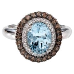 Grand Sample Sale Ring featuring Sea Blue Aquamarine Chocolate Diamonds