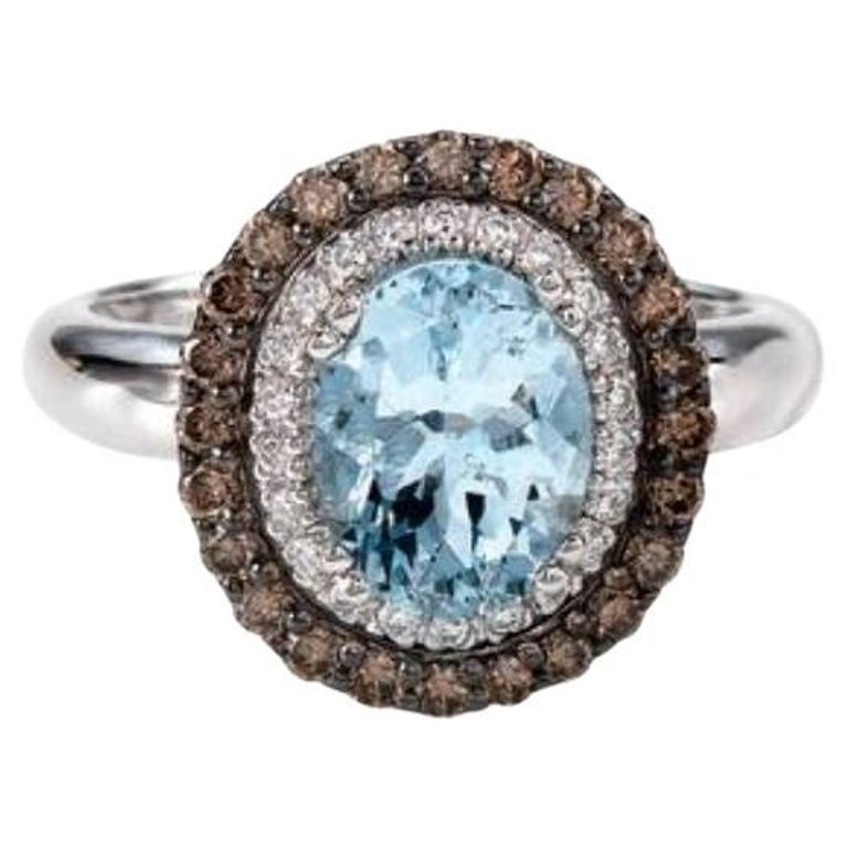 Grand Sample Sale Ring featuring Sea Blue Aquamarine Chocolate Diamonds ...