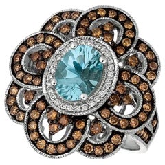 Grand Sample Sale Ring featuring Sea Blue Aquamarine Chocolate Diamonds