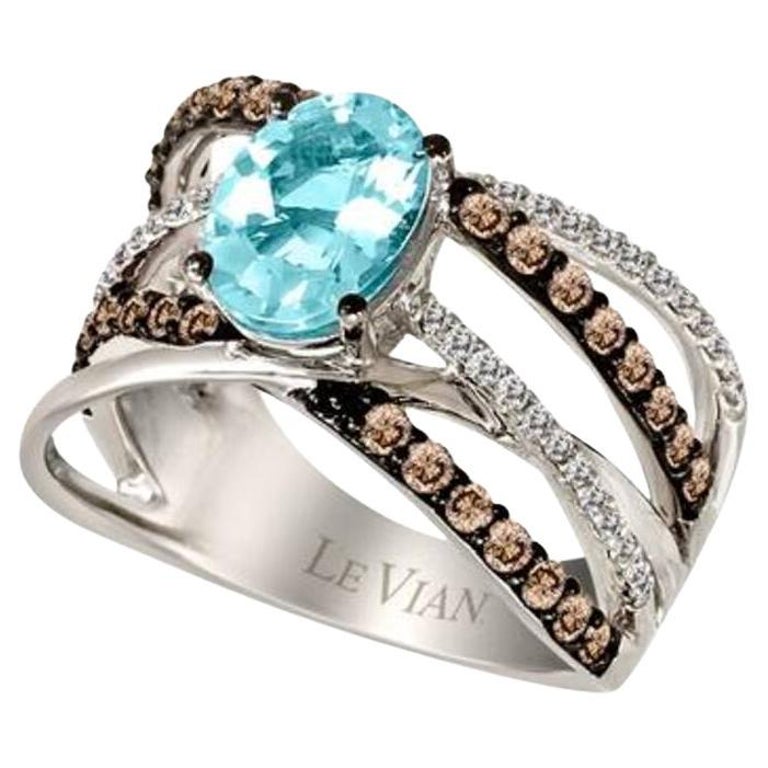 Grand Sample Sale Ring Featuring Sea Blue Aquamarine Chocolate Diamonds ...