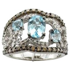 Grand Sample Sale Ring featuring Sea Blue Aquamarine Chocolate Diamonds  