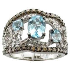 Grand Sample Sale Ring featuring Sea Blue Aquamarine Chocolate Diamonds