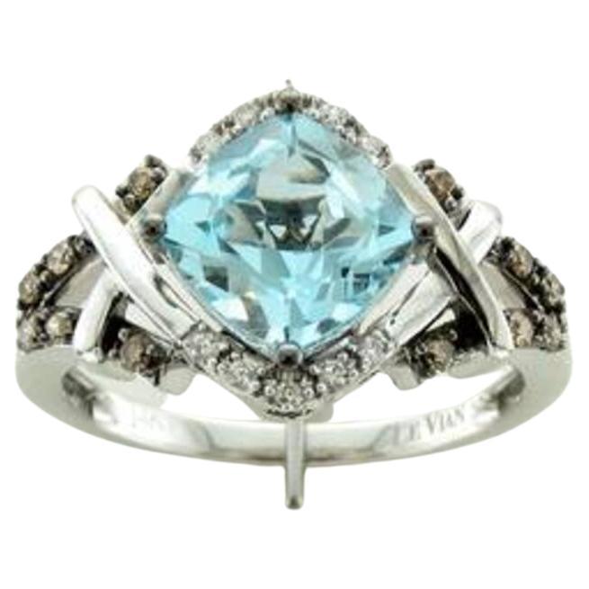 Gran Anillo de Muestra de Venta con Diamantes Chocolate Aguamarina Azul Marino